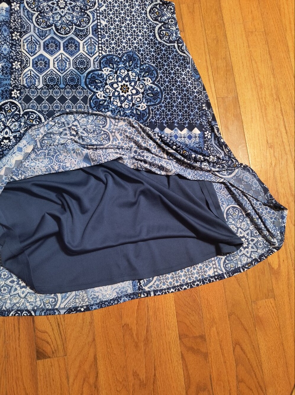 Anne Klein sleeveless dress, women's 10, blue geometric - Picture 10 of 16